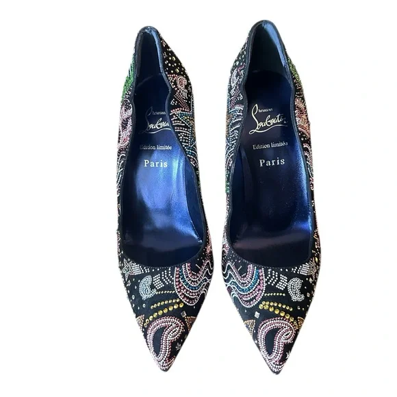 Christian Louboutin Hot Chick starlight Strass Crystal 100mm heels RETAIL 3,295